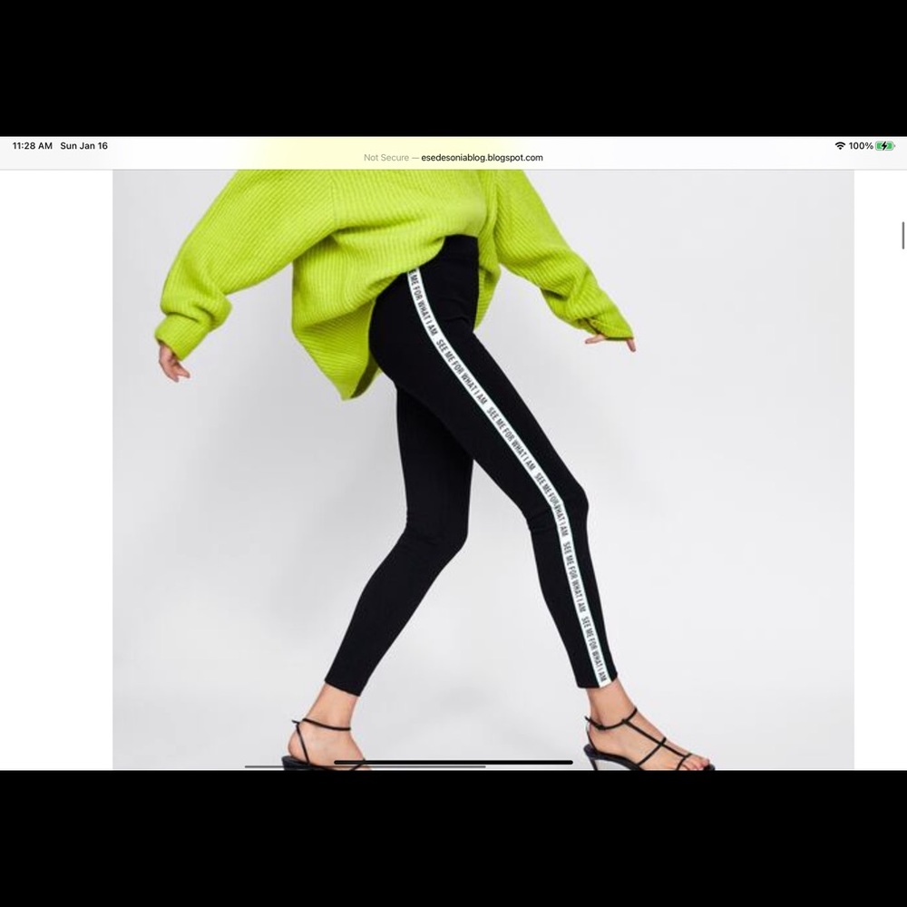 leggings con striscia E logo Zara